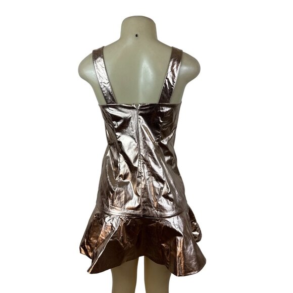 Mare Mare x Anthropologie Metallic Bronze Mini Dress With Flared Hem Sz XXS - Picture 3 of 9